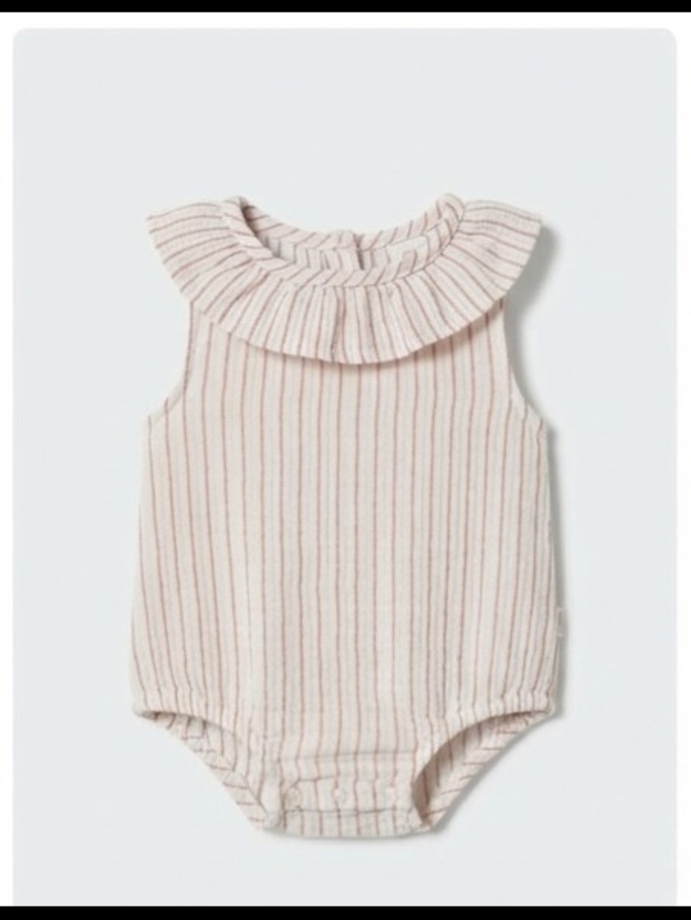 Striped Ruffle Collar Baby Romper in Pale Pink